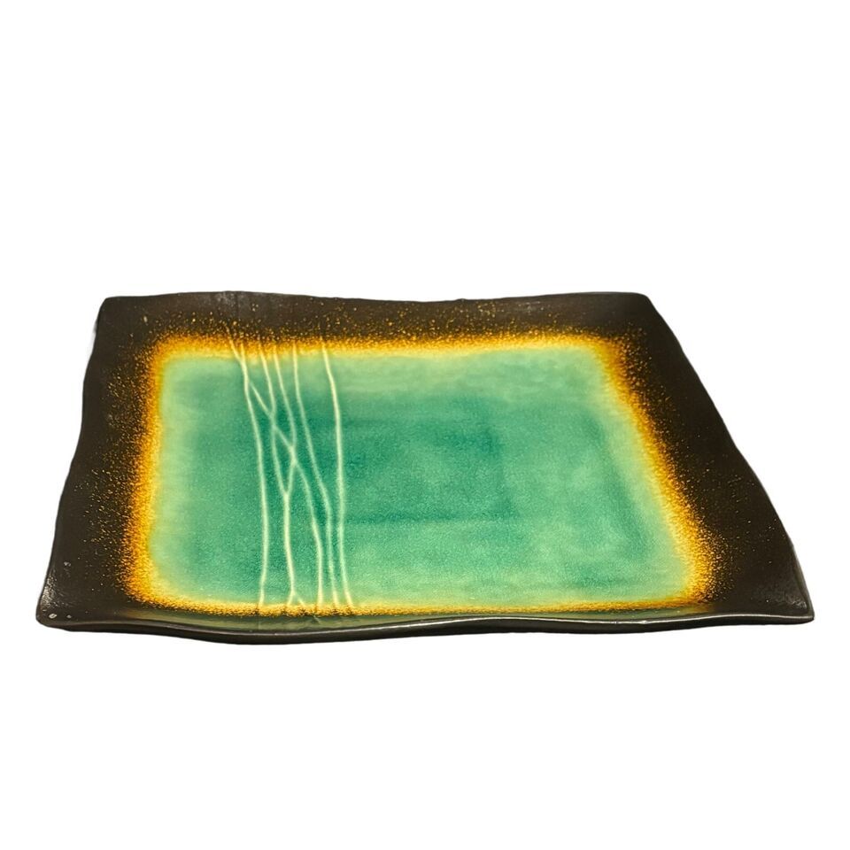 Baum GALAXY JADE Square Dinner Plates Scalloped 10.5 D Stoneware Dinnerware