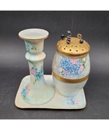 Antique P&amp;P PL Limoges Floral 3 Piece Set Candlestick Tray Hat/Hair Pin ... - $39.59