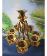 BRASS CANDLE HOLDER MENORAH 9 LIGHT PILLAR CANDLES STYLE 7 1/2&quot; H^^ - $88.01 CAD