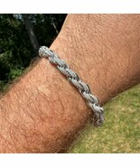 7.5 Ctw Lab Created Diamond 14K White Gold Plated Custom Men&#39;s Rope Brac... - €196,48 EUR