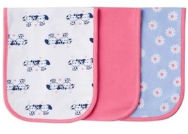 Gerber Terry Lined Burp Cloths, Baby Girl, Dogs, Flowers, Solid, Qty 3 - £9.39 GBP