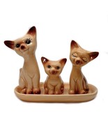 Vintage Ceramic Siamese Cat Salt and Pepper Shakers Toothpick Holder Set... - £14.77 GBP