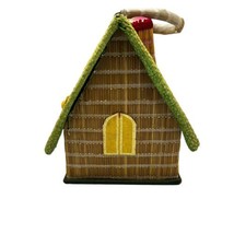Gary Gail Dallas Wood Wicker Bamboo Cottage House Purse Roof Flap Chimney Japan - £36.58 GBP