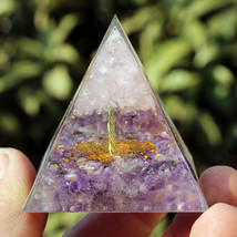 Natural Orgonite Pyramid Reiki Amethyst Energy Healing Chakra Meditation... - $11.99