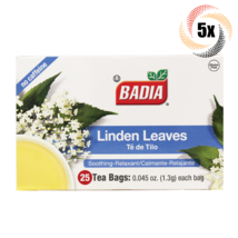 5x Boxes Badia Linden Leaves Soothing Tea | 25 Bags Per Box | Té de Tilo - £19.35 GBP