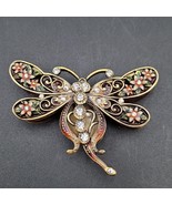 Jeweled Butterfly Dragonfly Cloisonne Floral Bejeweled Trinket Box Magnetic - $377.48 MXN