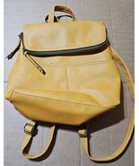 Time &amp; Tru Yellow Backpack Purse W Shoulder Strap Faux Leather Bag Folde... - $14.62