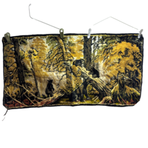 Vintage Velvet Wall Tapestry Black Bears Woods 37&quot; x 19&quot; Rustic Cabin Decor - £34.96 GBP