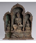 Antigüedad Indonesio Estilo Bronce Javanés Enseñanza Estatua de Buda - 3... - $2,565.51