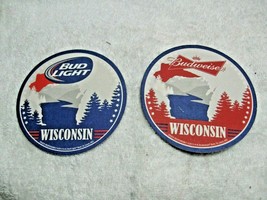 Pair Of Collectible BUDWEISER-BUD LIGHT-WISCONSIN Cardboard Beer Coasters-Home!! - £10.13 GBP