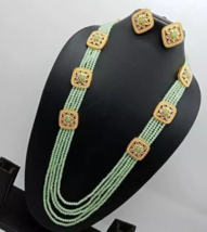 Joharibazar Kundan Gold Plated Long Necklace Earring Jewelry Set Ramdan Ethnic - £21.94 GBP