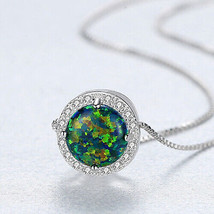Collier avec pendentif en forme de goutte d&#39;opale et de diamants ronds... - £67.27 GBP