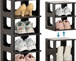 The 5 Tier Plastic Vertical Narrow Shelves For Closet Black Shoe Holder, - $41.92