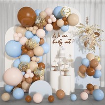 Brown Coffee Blue Balloons Garland Arch Kit, 142Pcs Boho Nude Baby Blue ... - £15.68 GBP