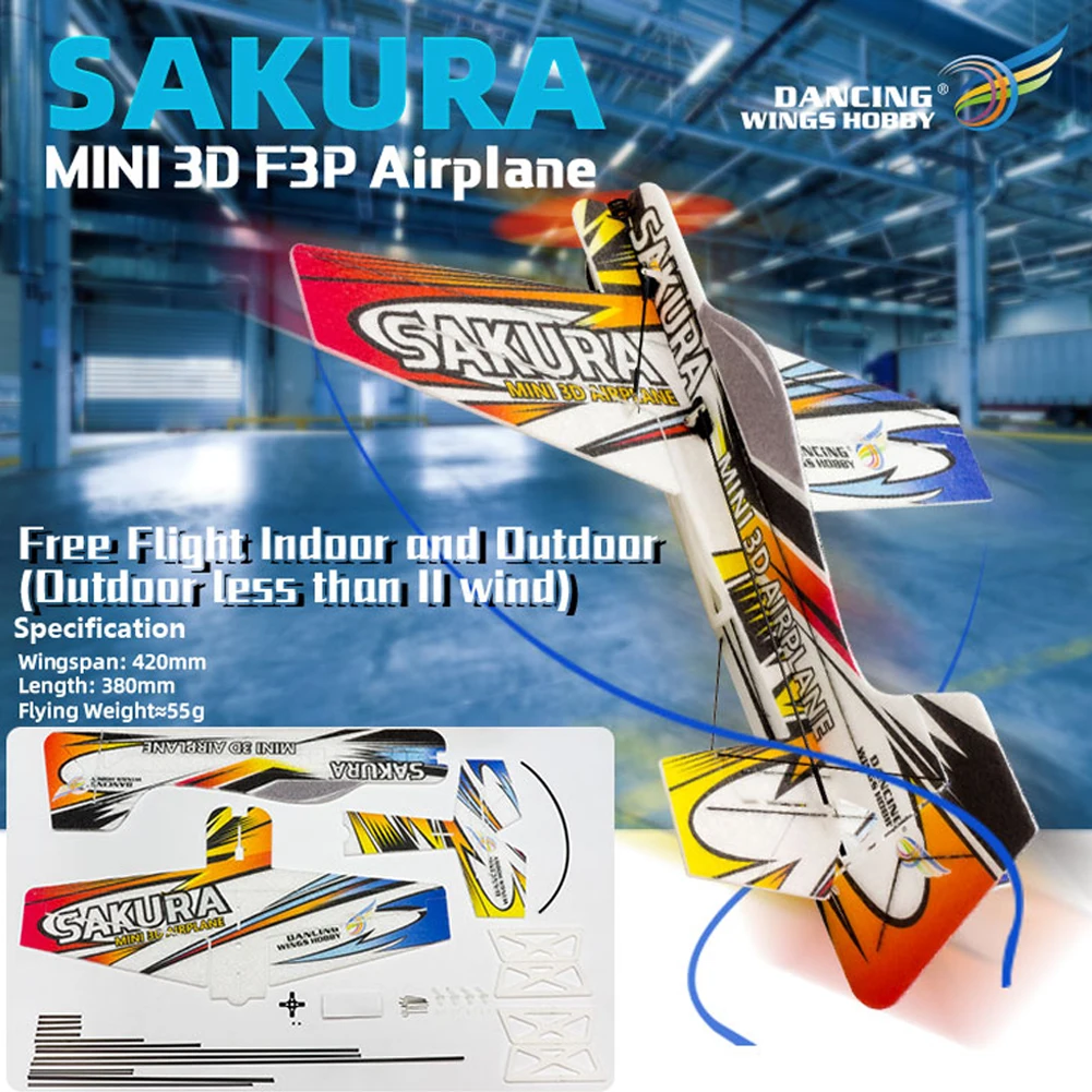 Electric 4CH RC Airplane Kit Aerobatic Fly Beginners EPP Foam DIY Mini 3D Sakura - £25.17 GBP