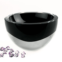 6 Mouth Blown Crystal European Made Lead Free Jet Black Bowl - £116.76 GBP