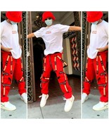 Men&#39;s Red | Orange Straps Fashion Pants  - £156.74 GBP