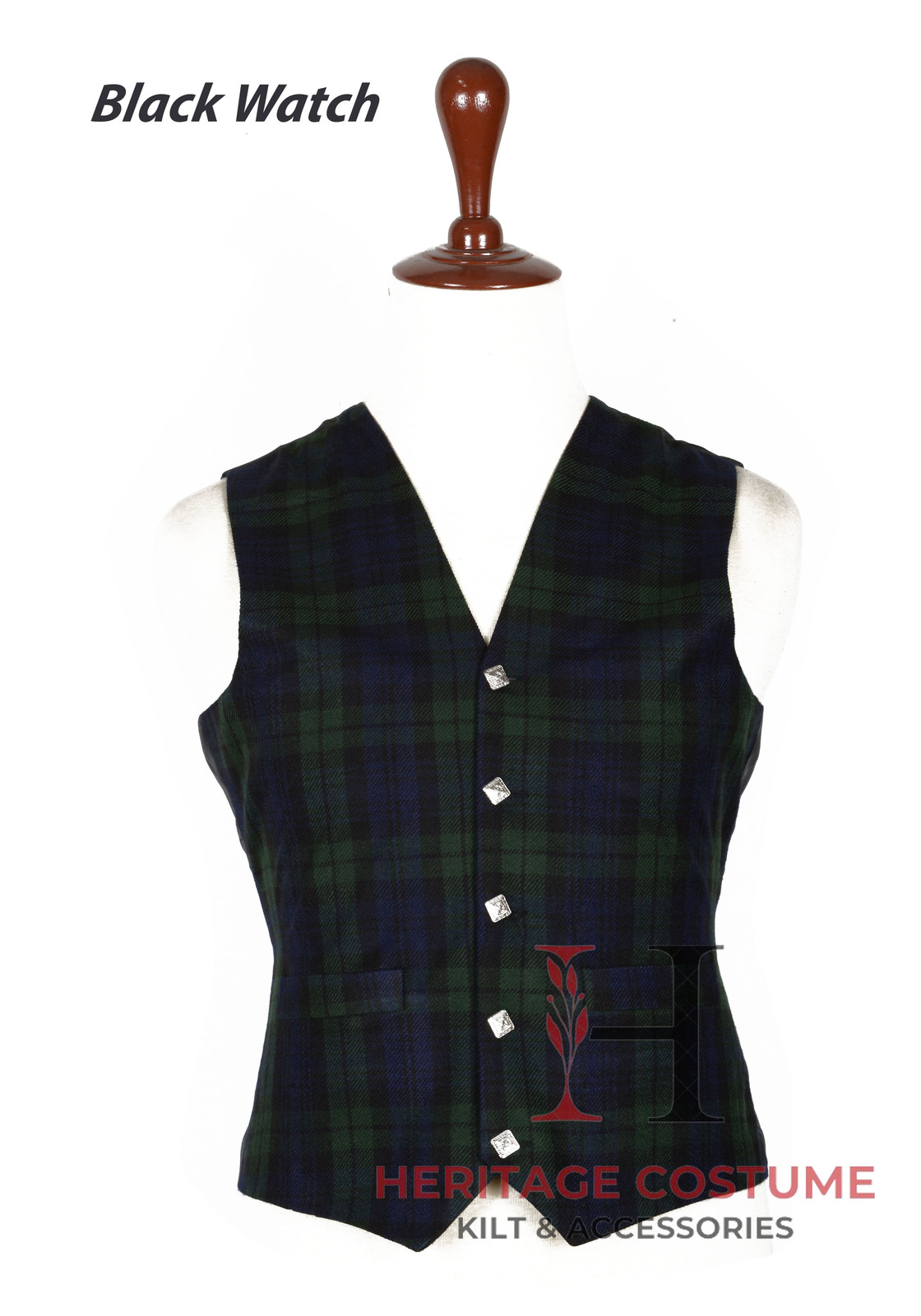 Primary image for Black Watch Tartan VEST 5 Buttons Scottish Formal Weeding WAISTCOAT Kilt Vest 