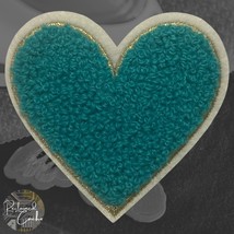 Heart in Teal Iron On Patch Applique Embellishment - $3.20