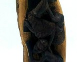 Vtg Makonde Wood Carved Figure Mashing Grain Carrying Baskets Tall Heavy... - £17.74 GBP