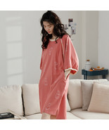 sleep wear 100% Soft Cotton Coral Night Shirt Nightgown Lounge wear M L ... - £19.63 GBP