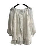 Harver&amp; Blair Top Womens 2X Gold Metallic Bows Sheer Chiffon Overlay Blouse - $38.26 CAD