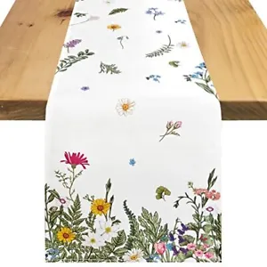 New Rustic Table Runner Cotton Fabric Table Runner Farmhouse Table Runner Ruffle - £24.97 GBP