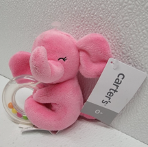 2016 Carters Pink Elephant Baby Ring Rattle Plush - New With Tag - £34.41 GBP