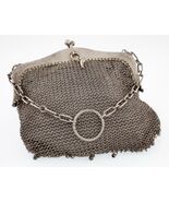 Atemberaubend Sterlingsilber Vintage Kettenhemd Münze Geldbörse W / Stof... - $944.46