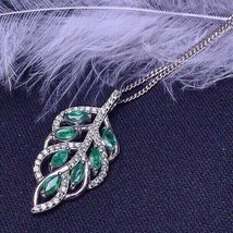 2Ct Marquise Cut Lab-Created Emerald Women Leaf Pendant 14k White Gold Plated - £148.83 GBP