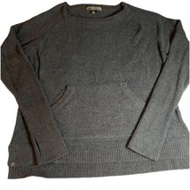 Barefoot Dreams Women&#39;s M CozyChic Charcoal Gray Raglan Pullover Kangaroo Pocket - $29.02