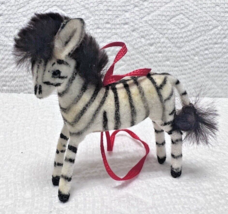 Kunstlerschutz Wagner Flocked Zebra Toy Animal West Germany Ornament - £19.39 GBP