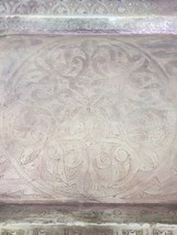 Vintage Hand Hammered Engraved Indian Brass Scalloped Tea Tray Platter 17.5&quot; - £120.26 GBP