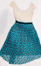Xhilaration Brown and Teal Polka-Dot Short Sleeve Dress Size XS - £13.32 GBP
