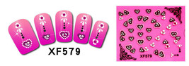 Nail Art 3D Stickers Stones Design Decoration Tips Heart White Black XF579 - £2.28 GBP