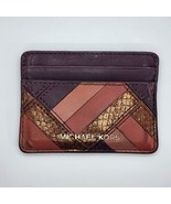 Michael Kors Patchwork Leather Flat Card Case Plum Multi Color - $375.97 MXN