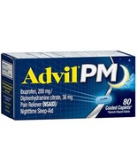 Advil PM Pain Reliever &amp; Nighttime Sleep-Aid, Ibuprofen 200mg 80 Caplets... - €13,54 EUR