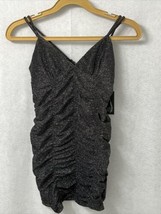 Woman&#39;s Sleeveless Ruched Bodycon Dress - Black Metallic - Size M - NWT - £6.22 GBP