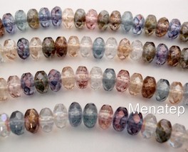 25 6 x 9mm Czech Glass Gemstone Donut Beads: Multicolor - Luster AB - £4.28 GBP