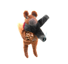 Wooly Squirrel with Pine Cone and Scarf Christmas Ornament - £10.70 GBP