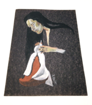 Original Sketch Paint VTG Artist Unknown 8 x 10 Drawing Signed Dark Hair... - $33.20