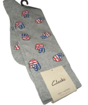 NEW Mens CLARKS Patriotic PEACE SIGN SOCKS Cotton Blend Gray  10 - 13 - $19.75
