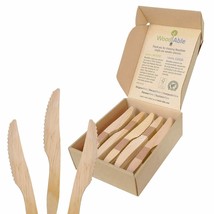 WoodAble Utensils - 100 Single Use Splinter-Free Wooden Knives - Biodegradable - £8.74 GBP