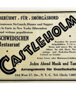 1945 WW2 German-USA Swedish Restaurant Advertisement Castleholm NYC C94D - $41.35 CAD