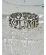 Love ring ring vintage Valentine heart band size 7 sterling silver women - $835.17 MXN