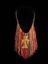 Exotic Goddess fringe necklace - Egyptian beaded tassel jewelry - tribal jewelry - £115.64 GBP