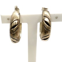 Vintage Signed 925 Sterling Mexico Southwest Open Works Shadow Box Hoop Earrings - £51.43 GBP