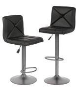 Bar Stools Set Of 2 Counter Height Swivel Stool Pu Leather Modern Height - $116.11 CAD