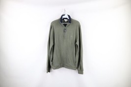 Lacoste Mens Large Croc Logo Cotton Ribbed Knit Half Zip Pullover Sweater Green - $29.65