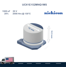 5PCS UCX1E152MNQ1MS Nichicon Alum Electrolytic Capacitor SMD 1500uF 25V ... - $6.43